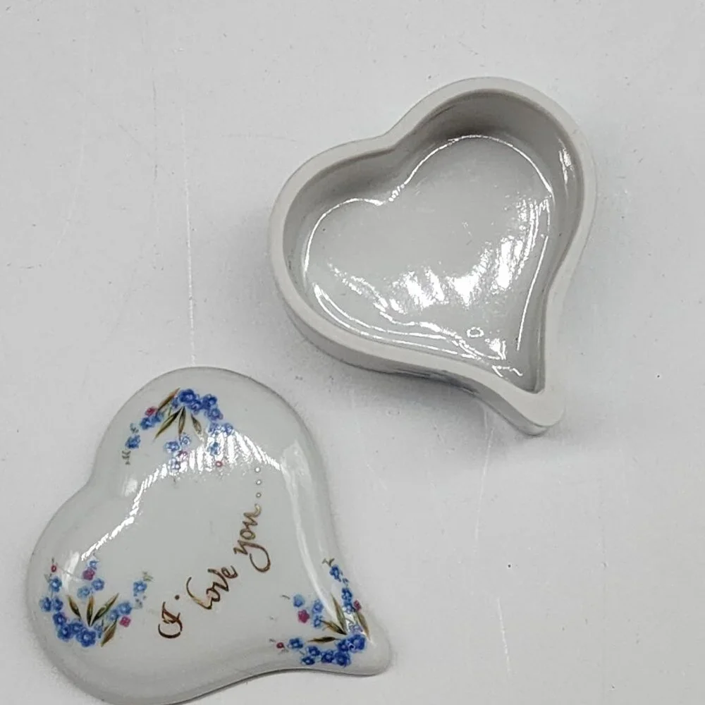 Lefton Trinket Box Heart Shaped I Love You Hand Painted Ceramic 2